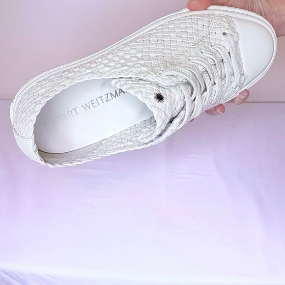 Stuart Weitzman Wova Low Top Sneaker Women's 9 | White | Woven Leather | EUC - Picture 8 of 10